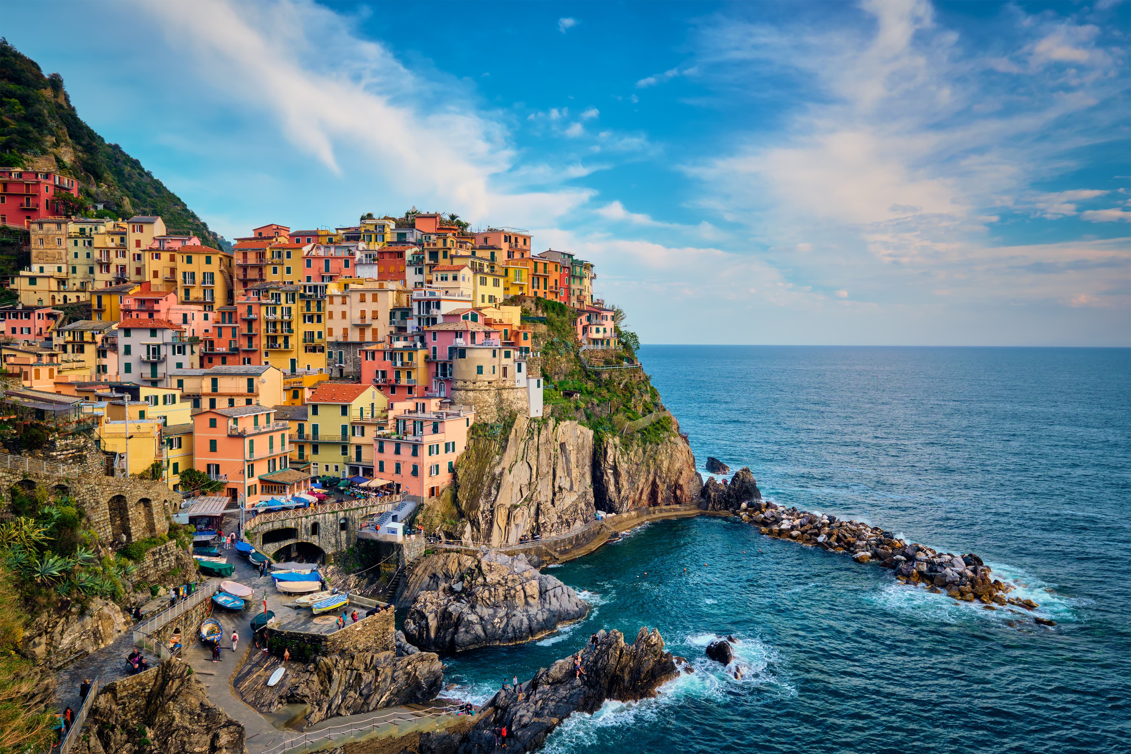 The cliffside village of Manarola on the Ligurian coast